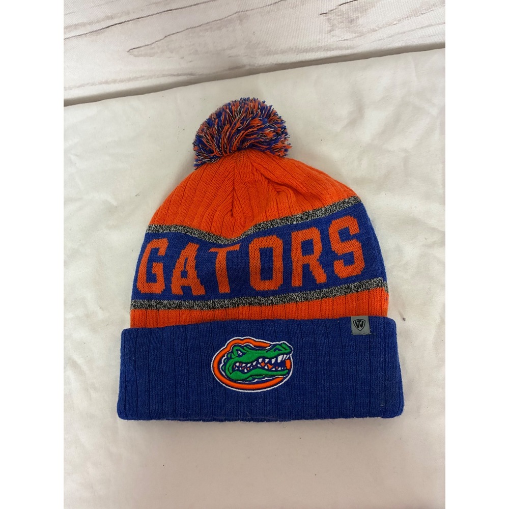 Florida Gators Top of the World Knit Beanie Hat Orange Blue Pom Cuffed NCAA Cap
